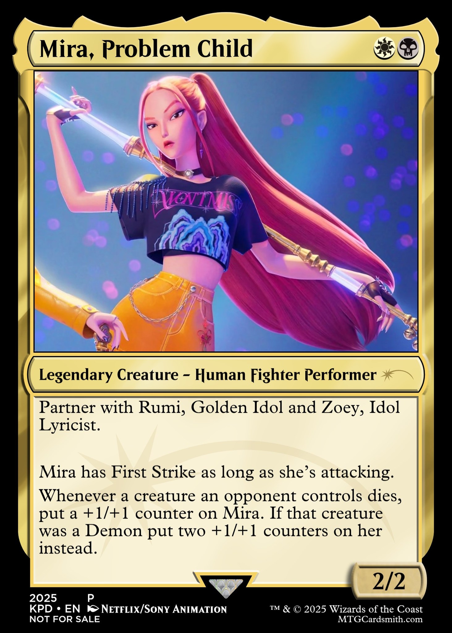 kpop mtg cards Rumi from K-Pop Demon Hunters (Yuriko, the Tiger's Shadow) Proxy Commander for Magic the Gathering EDH Oakland Day 2 Freebies! I'll