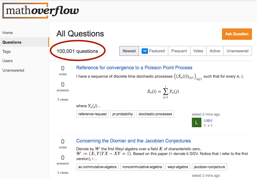 Wolfram Korea - mathoverflow.net의 10만 번째 질문 돌파!... | Facebook