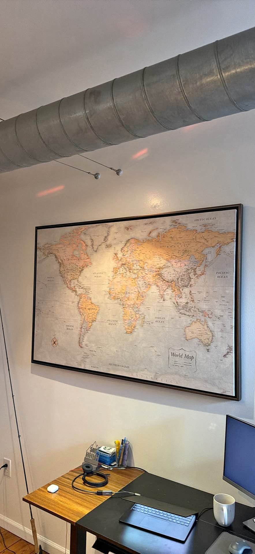 Frontgate Magnetic World Map with antique print - Maps - Pittsburgh ...