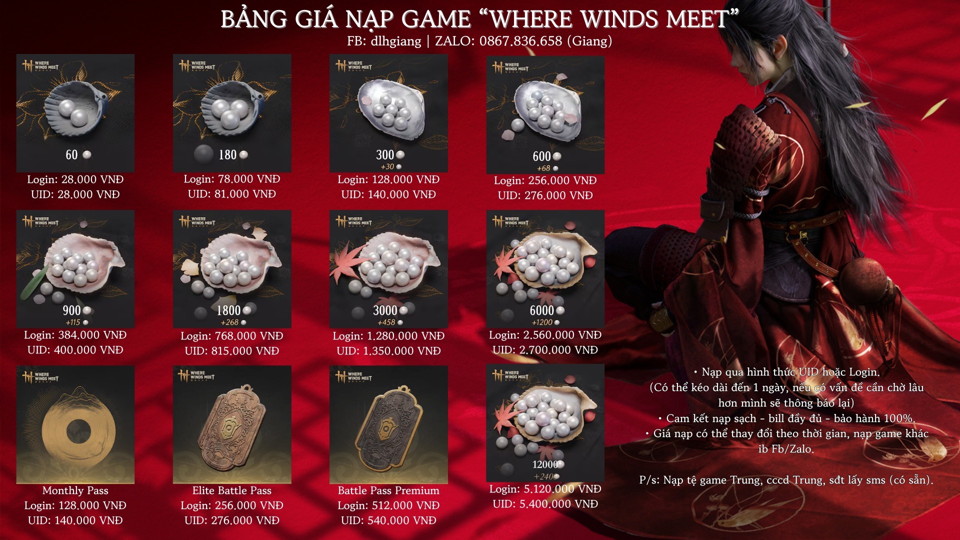 Gió Rong Chơi | Where Winds Meet Việt Nam | 📌 UPDATE BẢNG GIÁ NẠP GAME ...