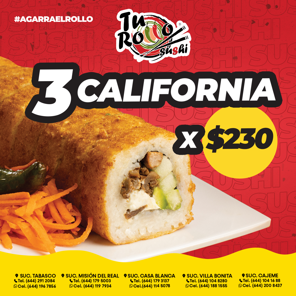 Tu - ¡Tres rollos california por un excelente precio, no lo dudes mas ...