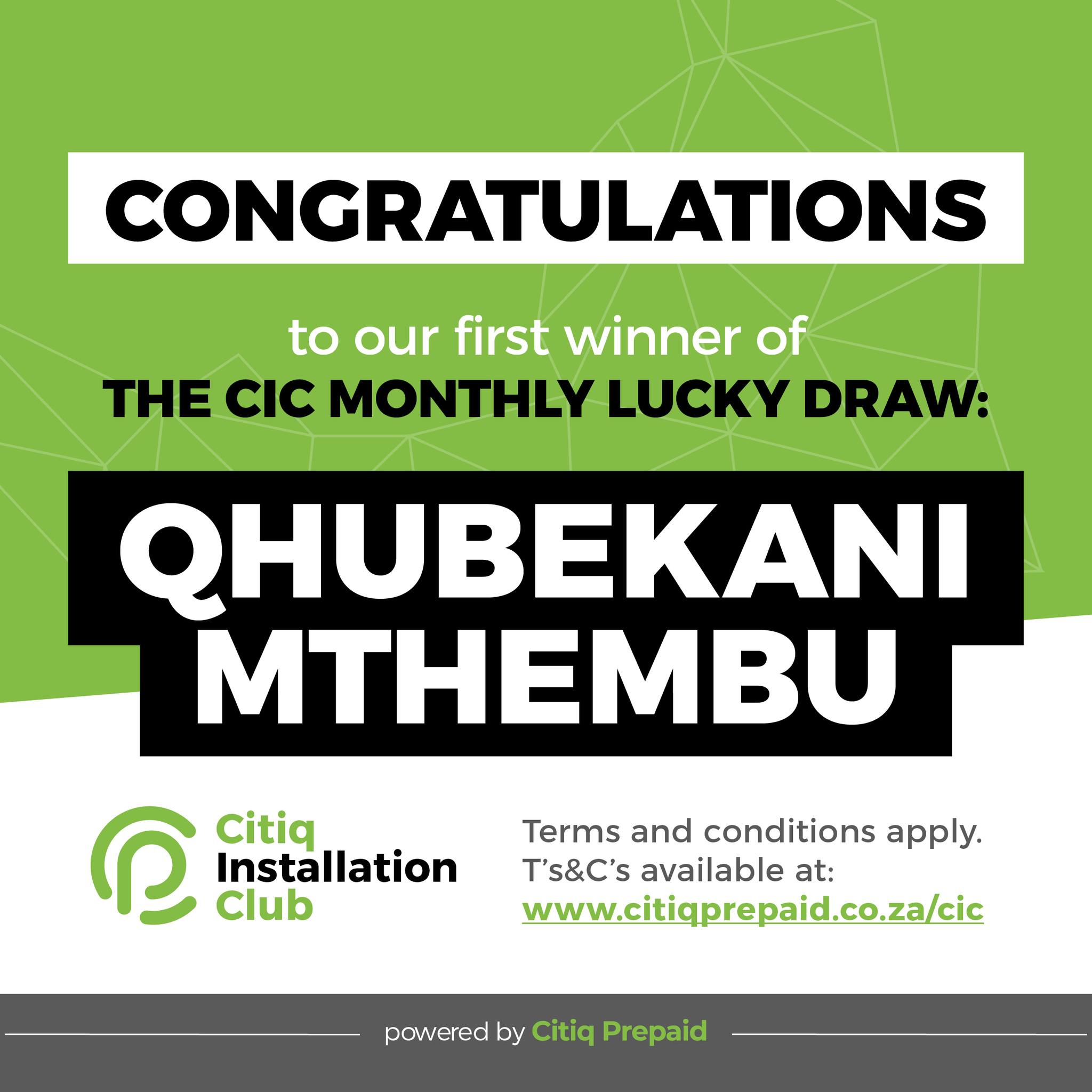 Citiq Prepaid - Our August CIC Lucky Draw winner has been...