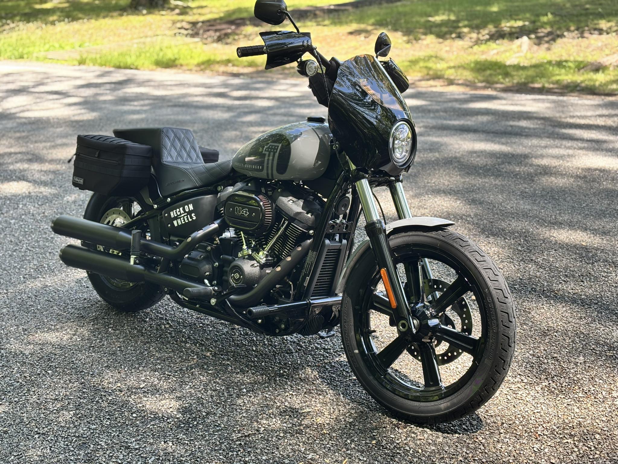 Upgraded Street Bob with S&S exhaust and Trask air cleaner