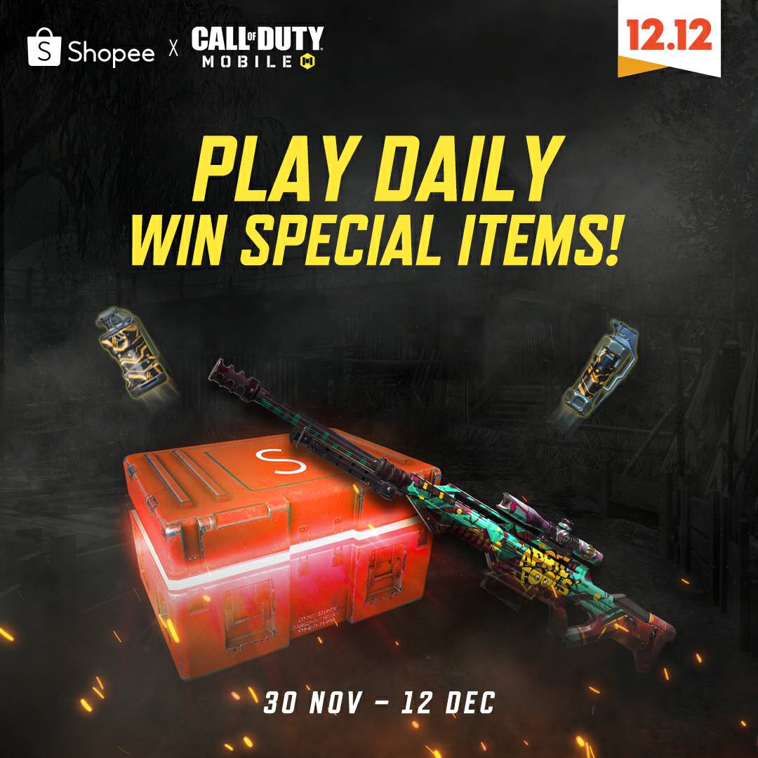 Garena Call Of Duty Mobile Shop And Save No Shop And Get Free Crates With Shopee Event Period 30 11 12 12 Open To Singapore Malaysia Only How 1 Login To