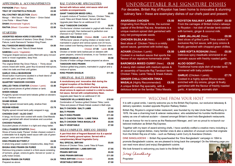 Introducing the brand new... - British Raj Express - Royston