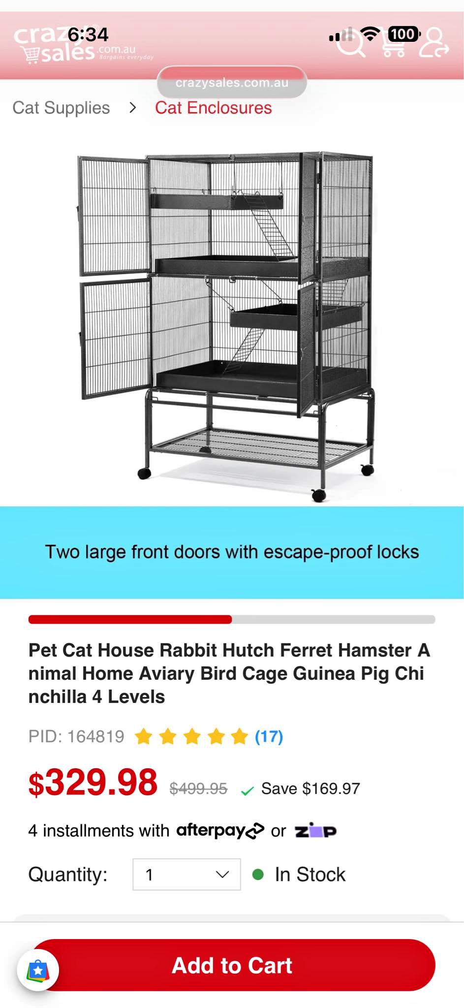 Rabbit/ferrett small animal cage - $75 if picked up this weekend ...