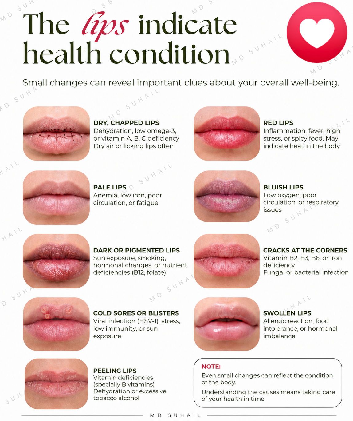 Lip signs indicating internal health issues