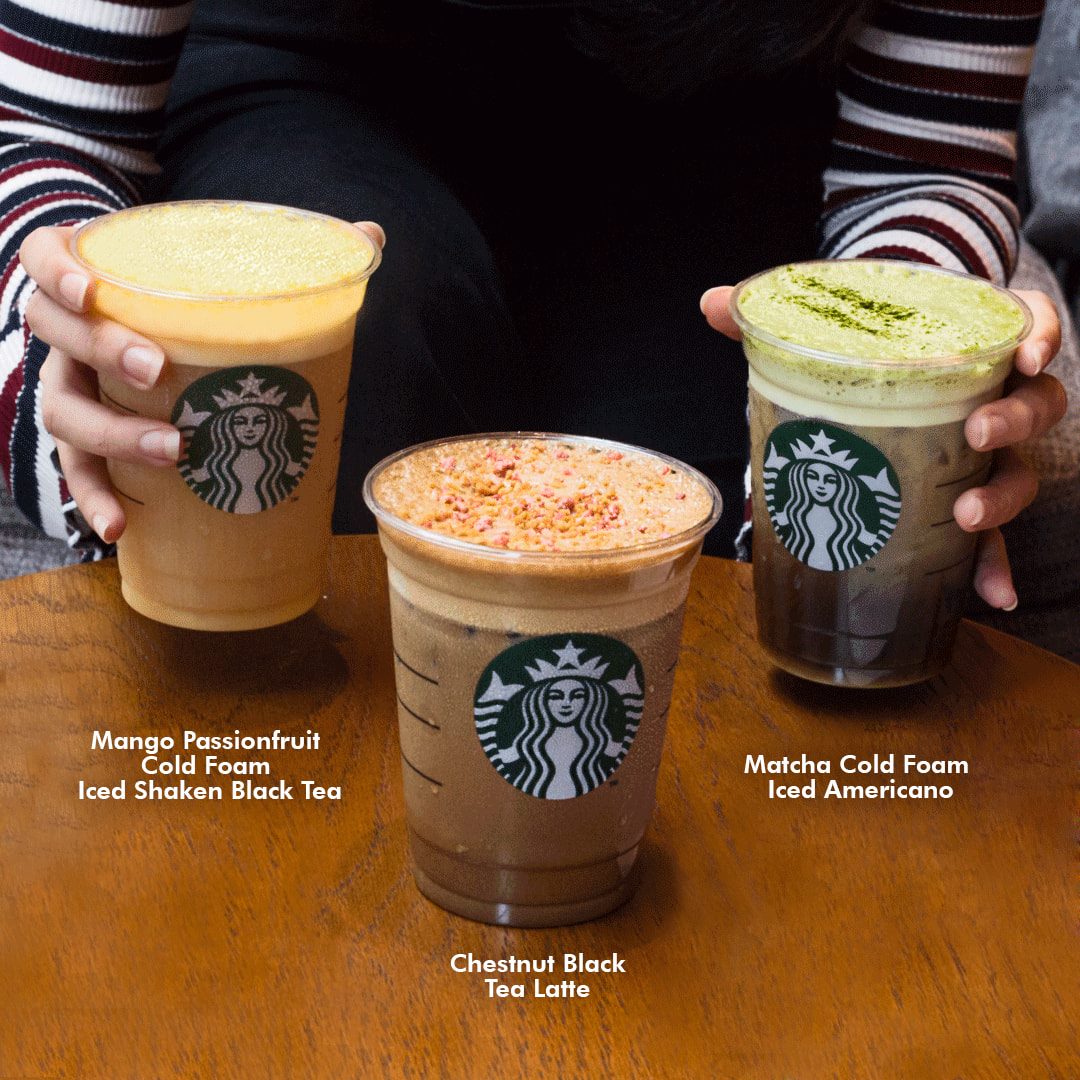 Starbucks Brunei Unexpected Sips With The New Chestnut Black Tea Latte Mango Passionfruit Cold Foam Iced Shaken Black Tea Matcha Cold Foam Iced Americano Available In Stores Now Twistinthetea Teavana