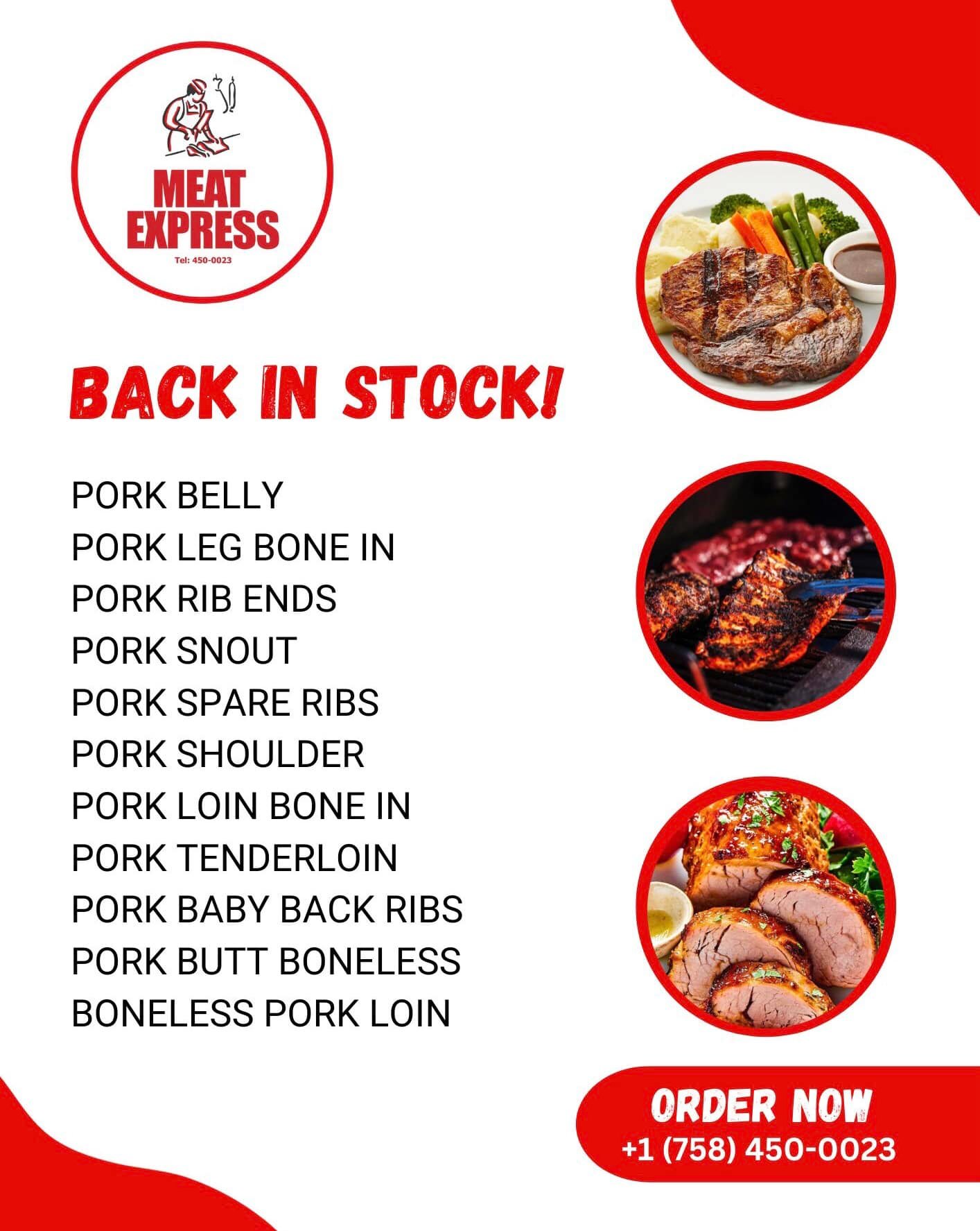 Back in Stock! The listed items are... - Meat Express Ltd | Facebook
