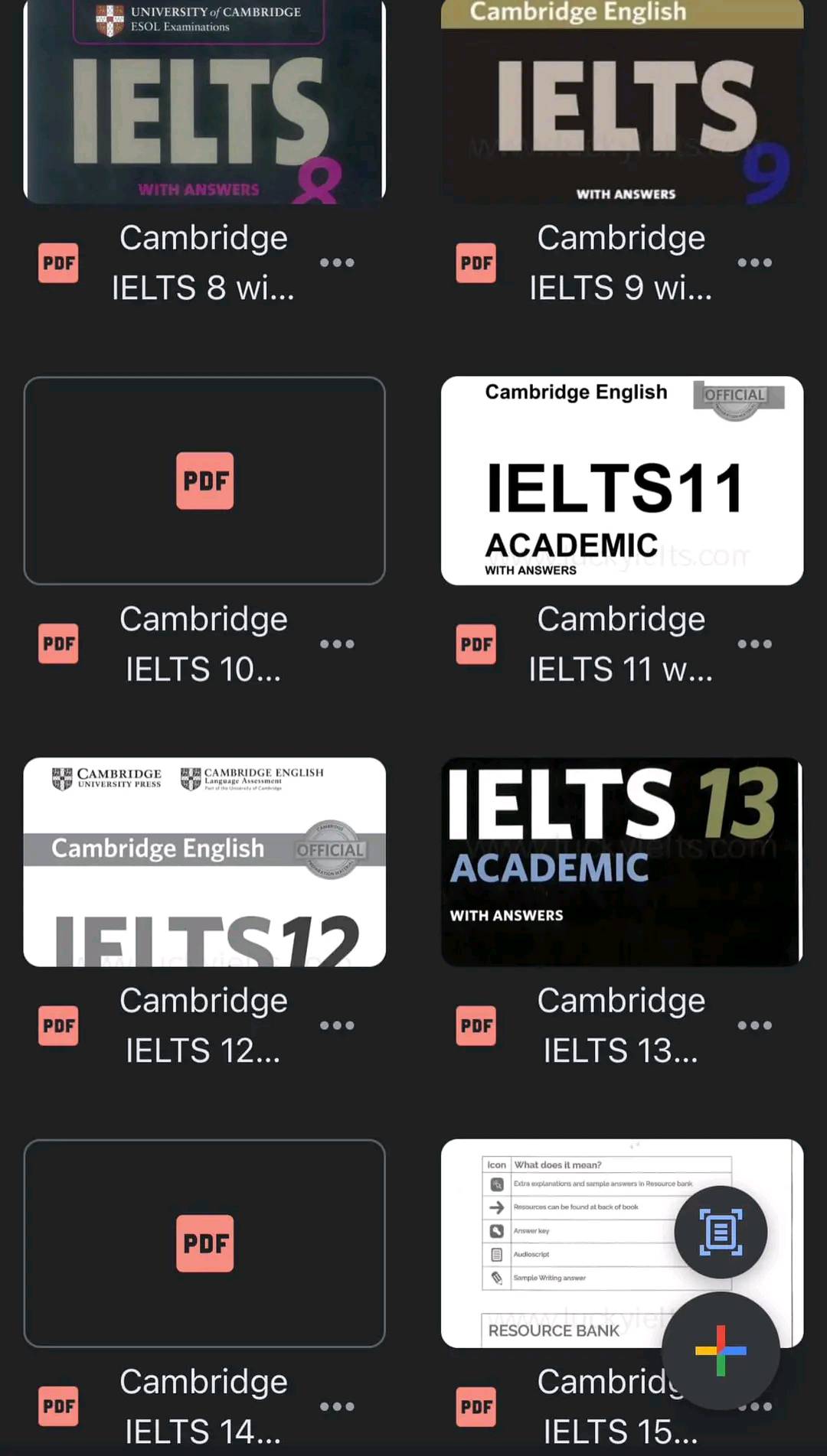 Ielts academic cambridge books 16,17,18,19 in soft format