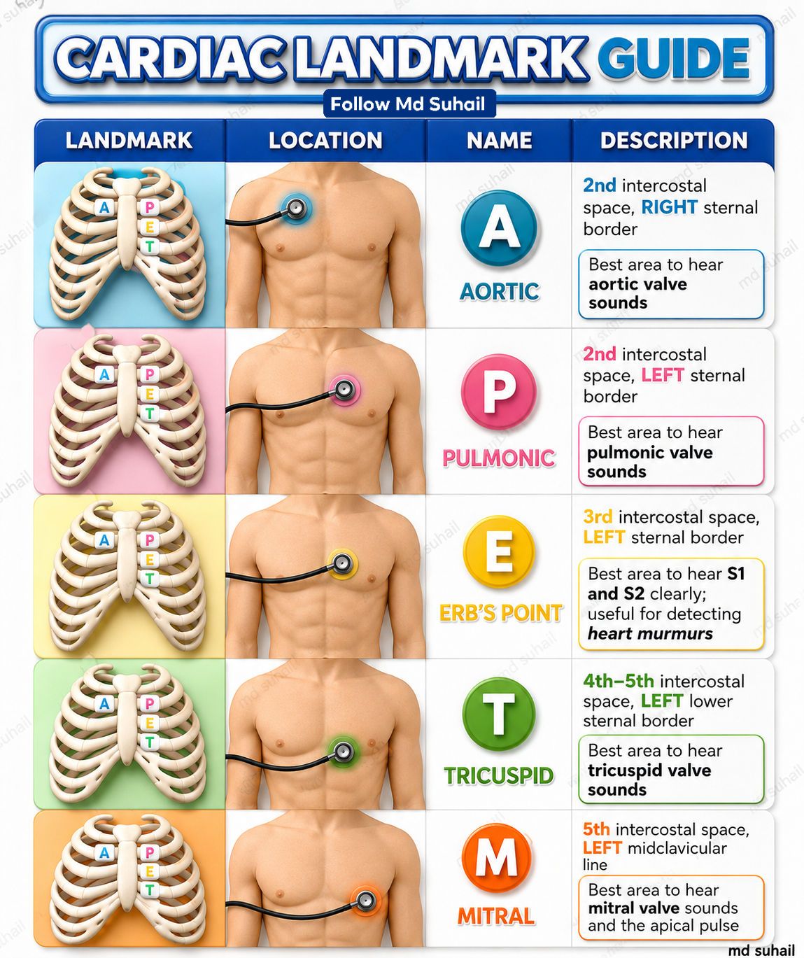 Cardiac Auscultation Sites !💪💪💪