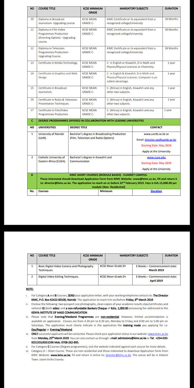 Kenya Institute of Mass Communication (KIMC) | Nairobi