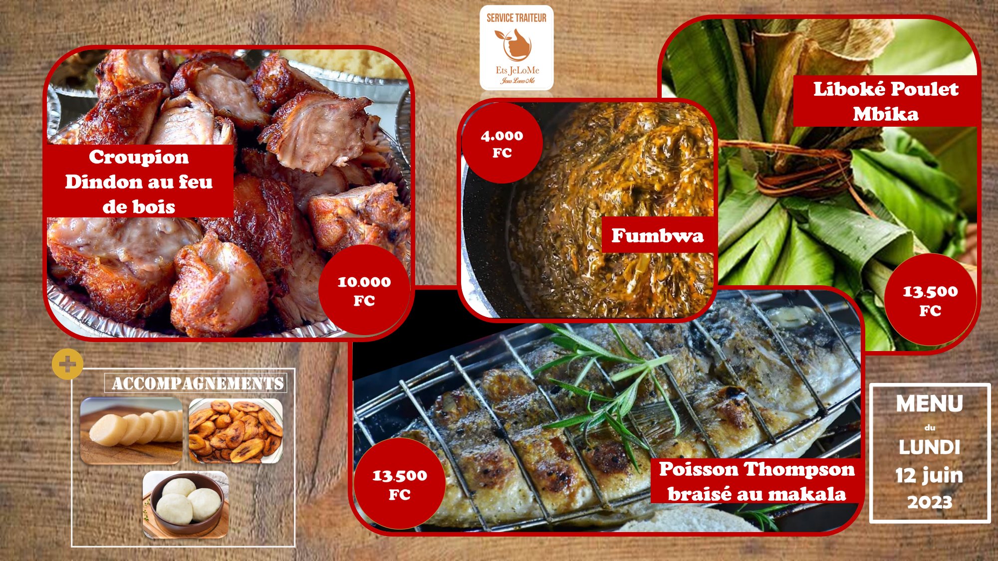 Service - 〽️enu du Lundi 12 Juin 2023: 🔥 Croupion de Dindon au feu de ...