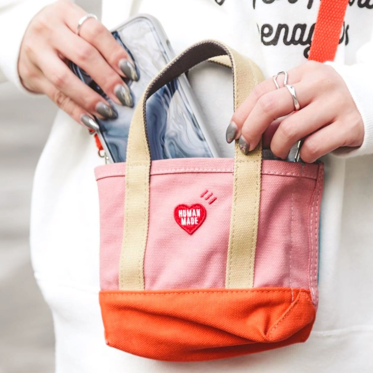 RESTOCK #INSTOCK HUMAN MADE MINI SHOULDER HEART LOGO TOTE BAG 