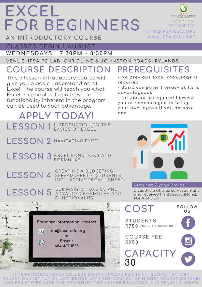 International - Our Excel for Beginners class is a 5-lesson ...