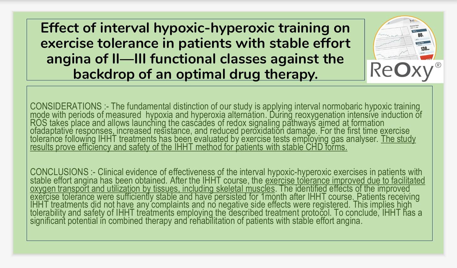 ReOxy - Interval Hypoxic Hyperoxic Therapy