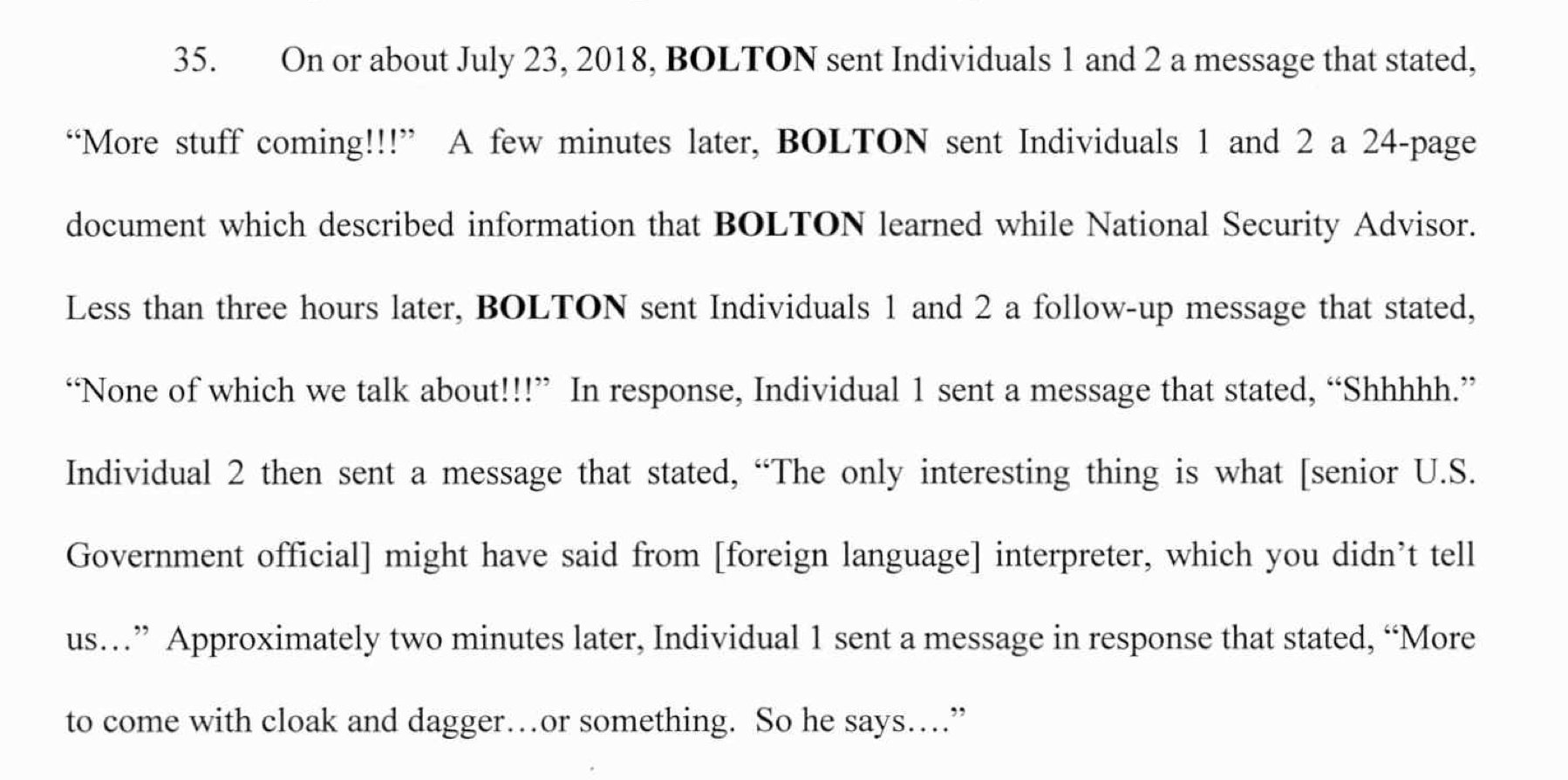 Snyder - An exchange John Bolton had with his friends, while sending ...