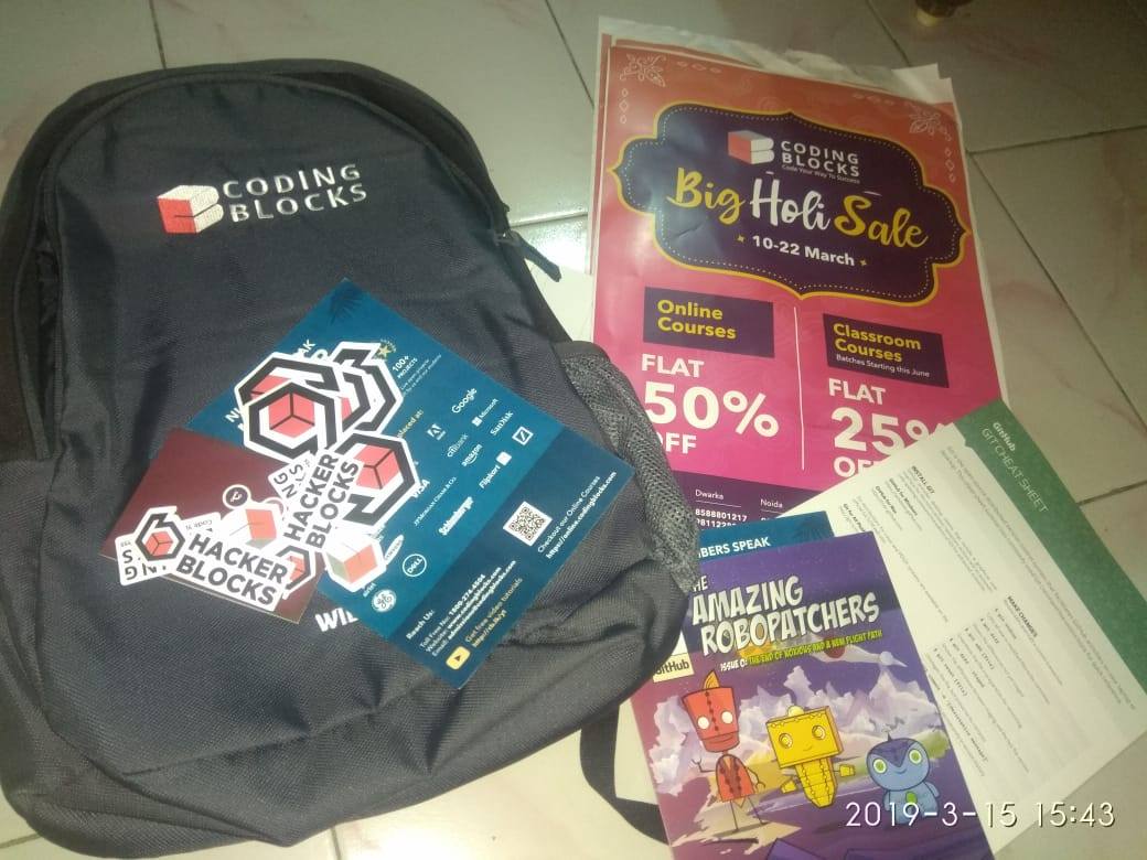 Coding Blocks - Goodies received by our Campus...