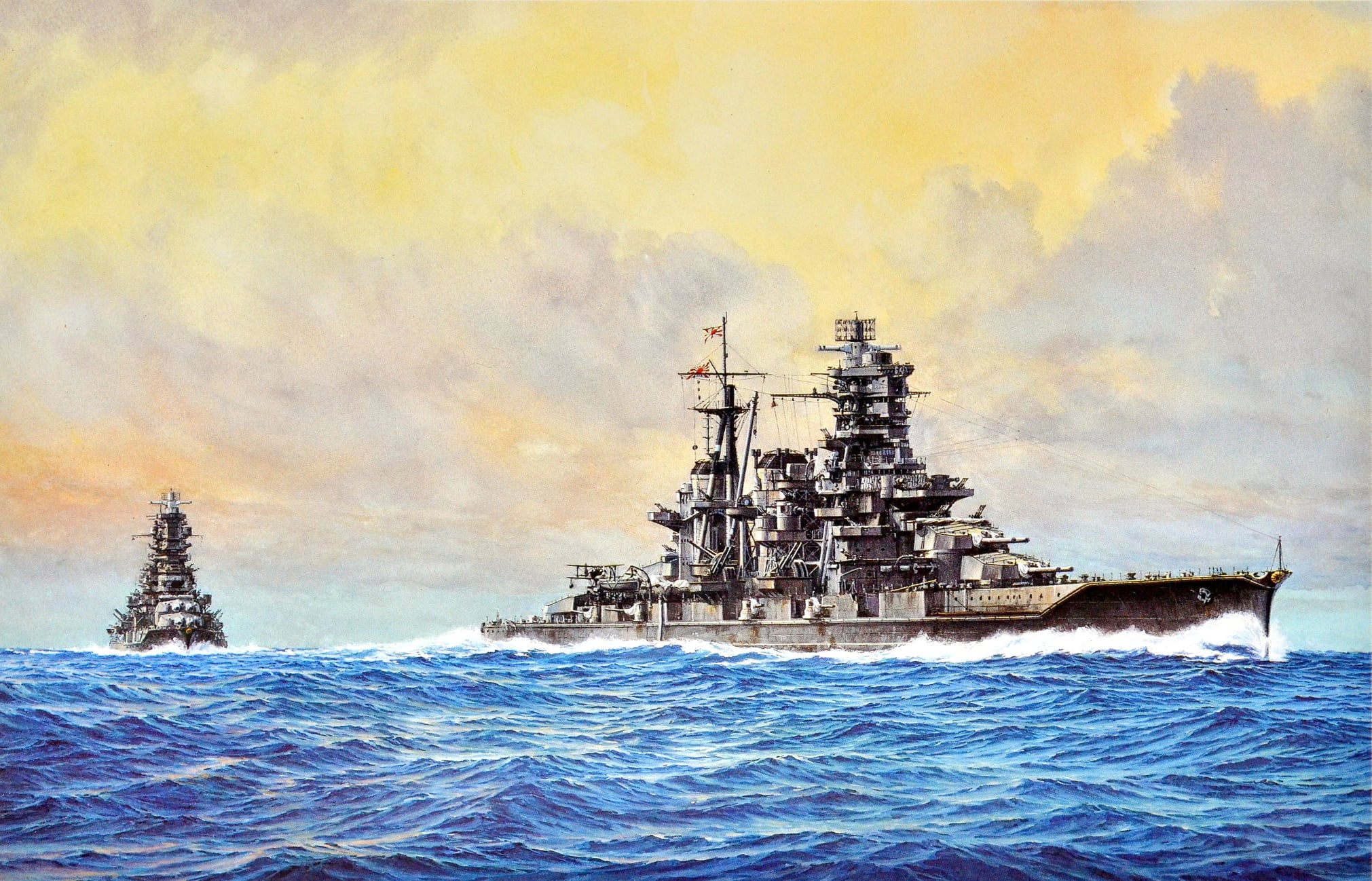 日本知名軍艦畫師柚木武士作品:金剛(前)榛名(後)... - 大日本帝国海軍-Imperial Japanese Navy