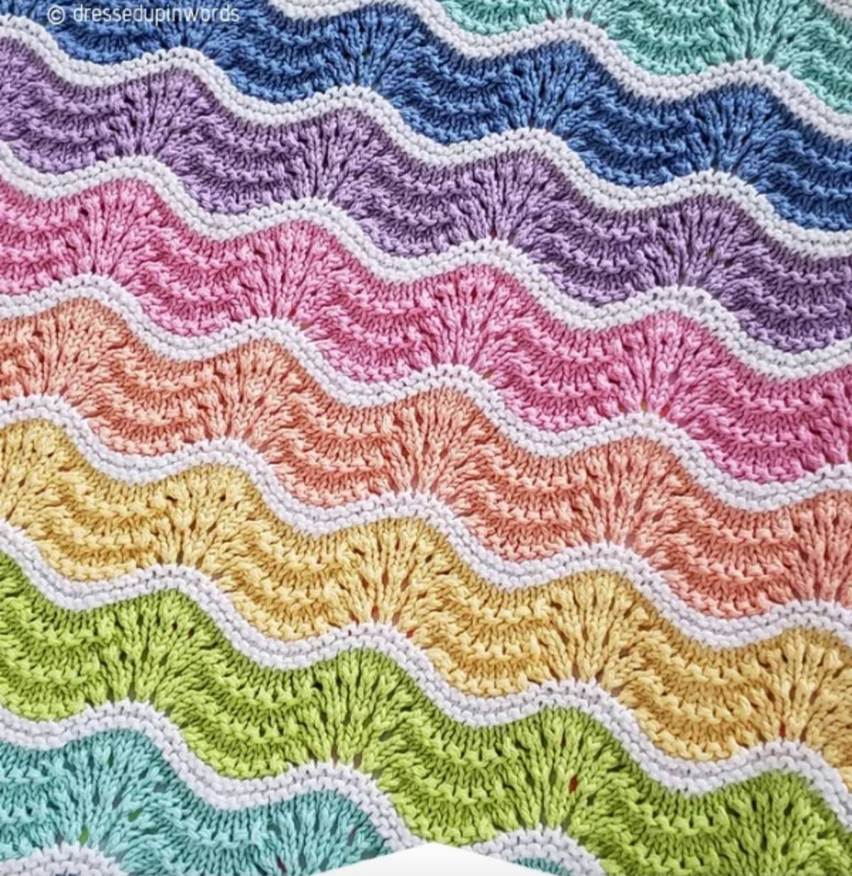 Pastel Rainbow Baby Blanket Free... - We Love Knitting