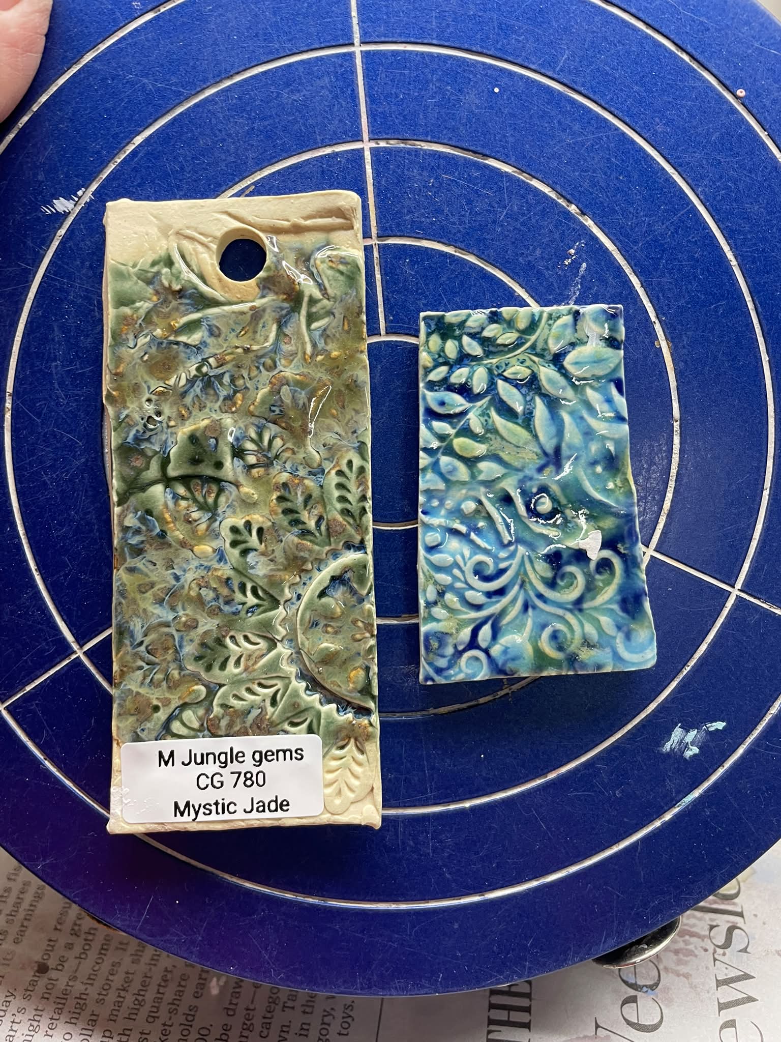 Examples of CG 780 Mystic Jade and CG 718 Blue Caprice jungle gems
