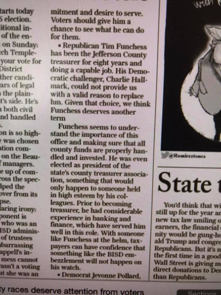 Re-Elect Tim Funchess - Jefferson County Treasurer