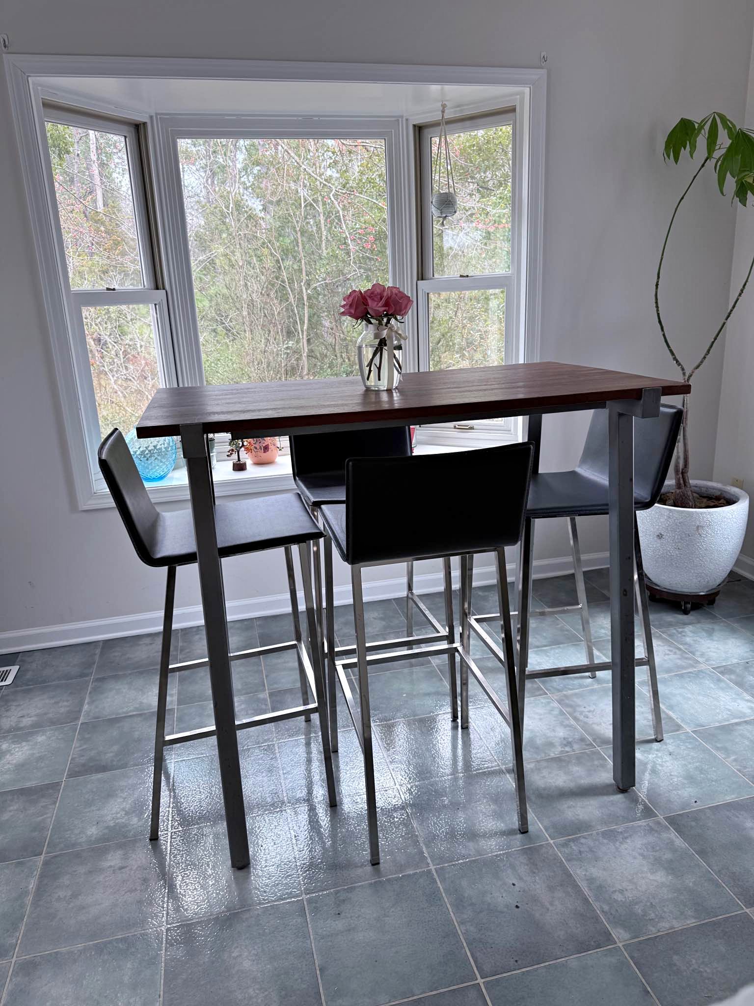Modern Counter-Height Gathering Table + 4 Chairs | Wood + Metal ...