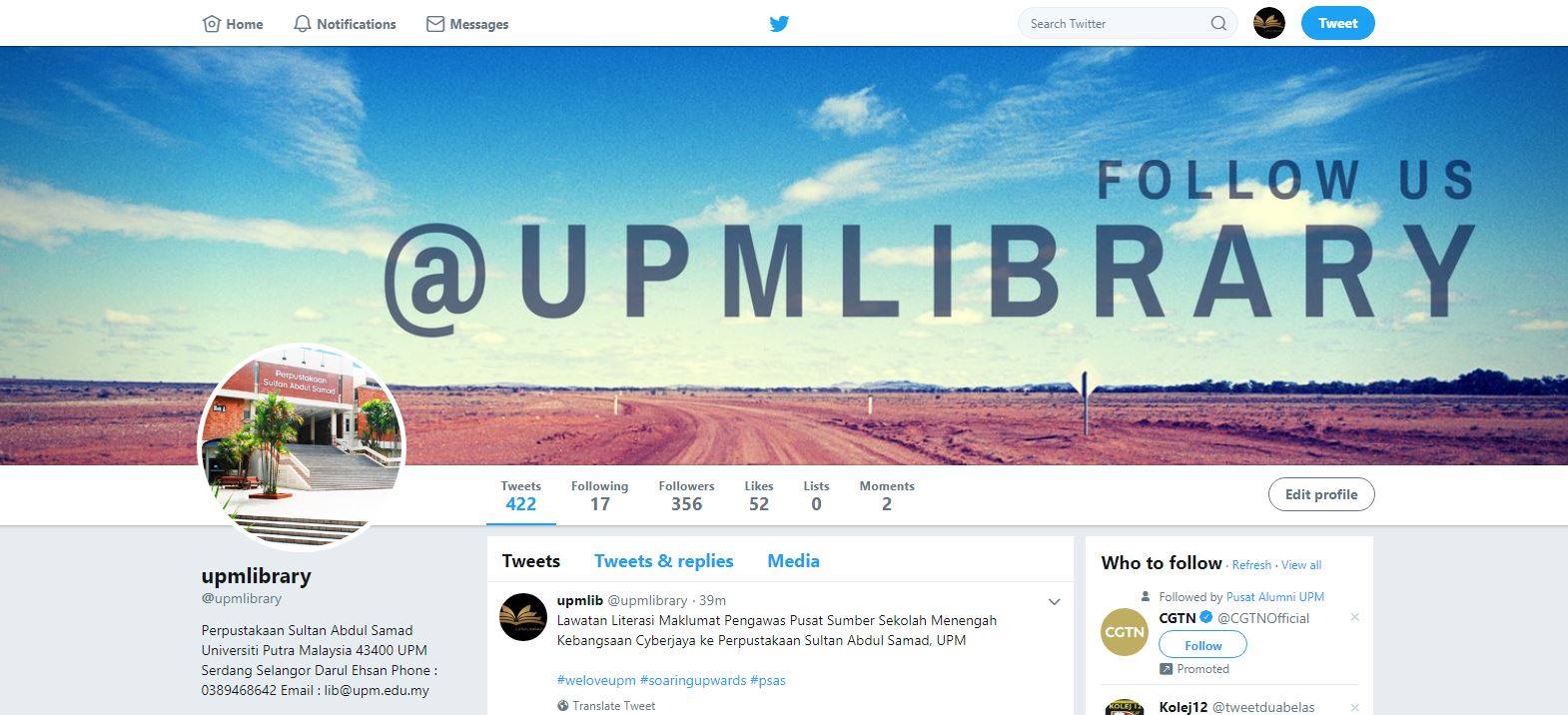 Follow us on twitter : @upmlibrary... - Perpustakaan Sultan Abdul Samad ...