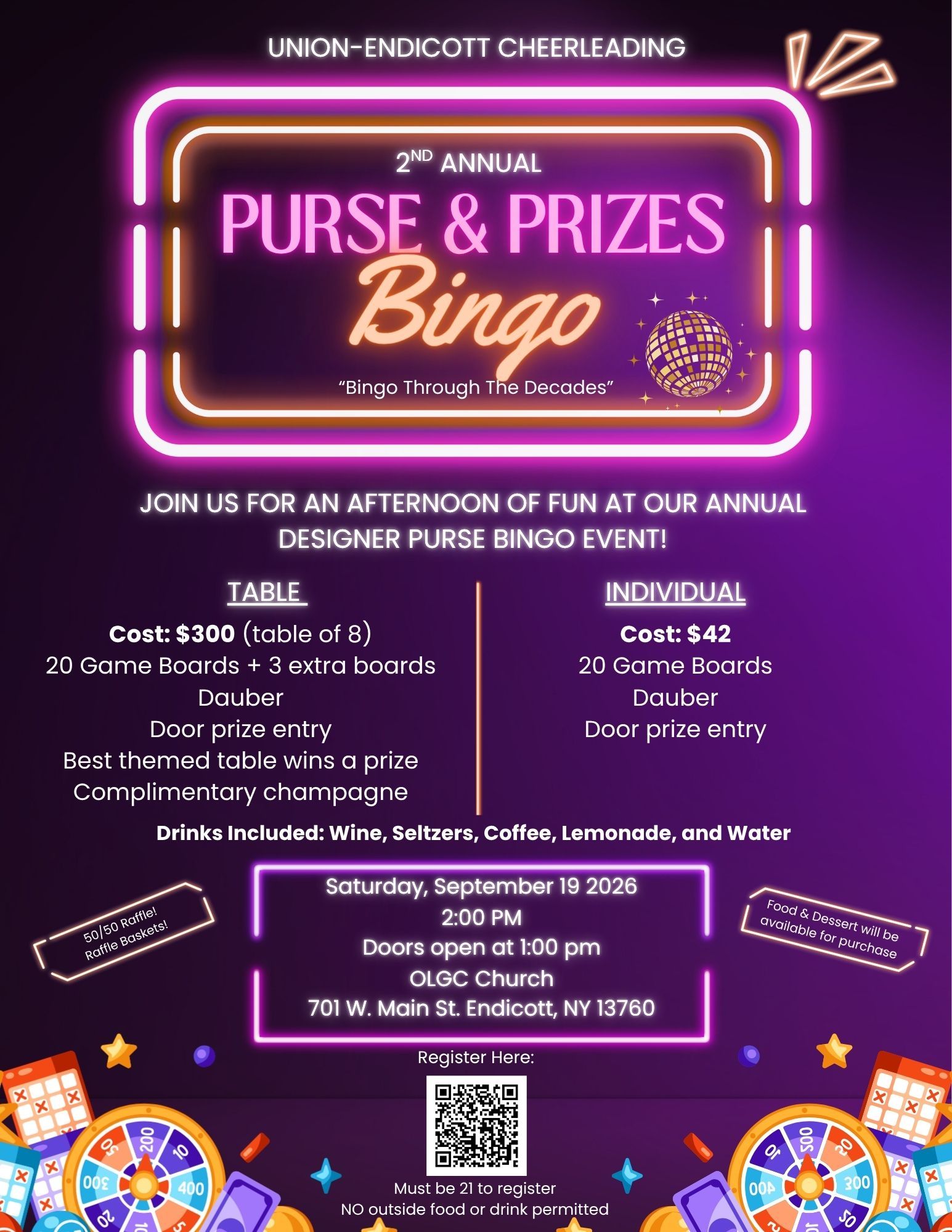 2nd Annual UE Cheer Purses & Prizes Bingo