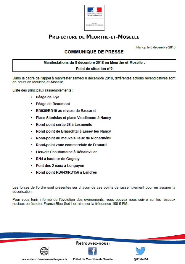 11h29 Point Blocage Gilets Jaunes N2 Info Radar Meurthe