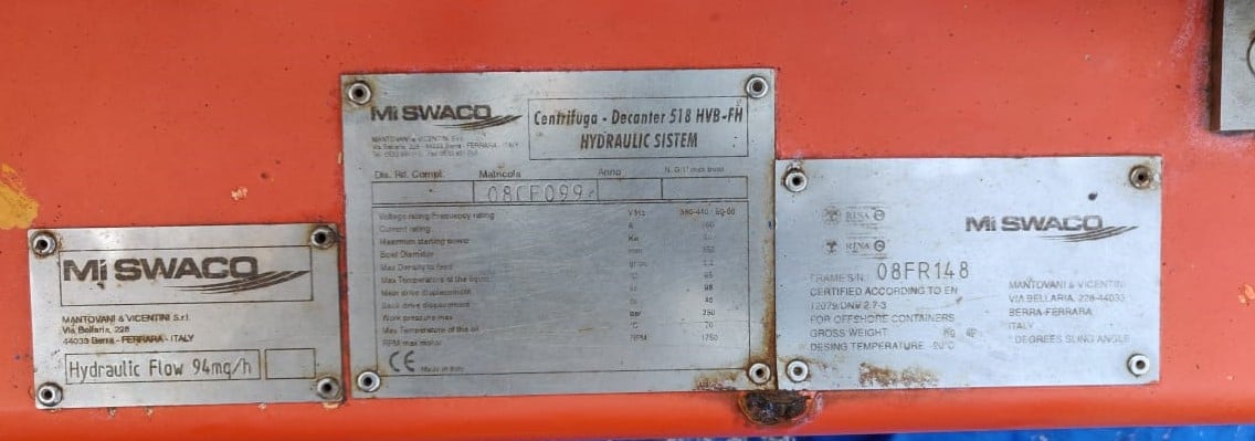 Digant Energy - MI SWACO CENTRIFUGE-DECANTER 518 HVB-FH... | Facebook