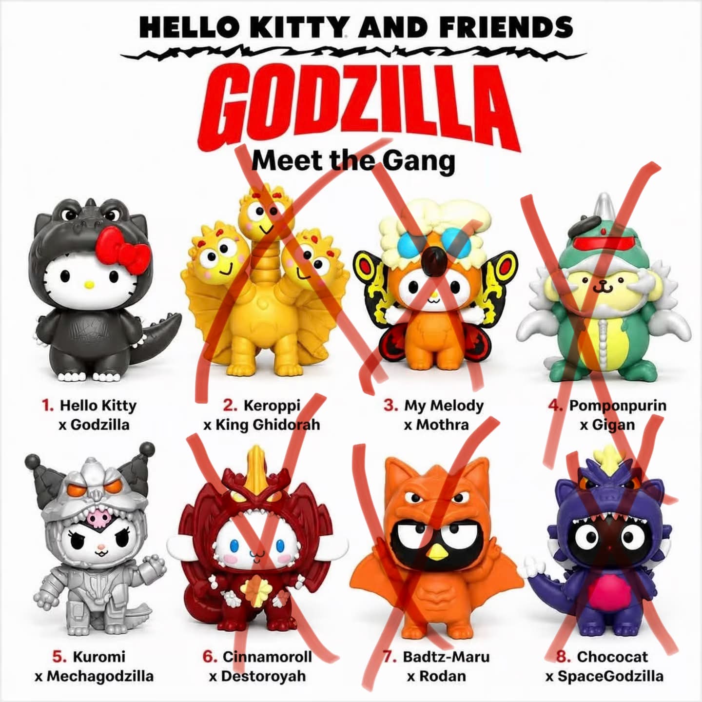 Hello Kitty x Godzilla figures needed to complete set
