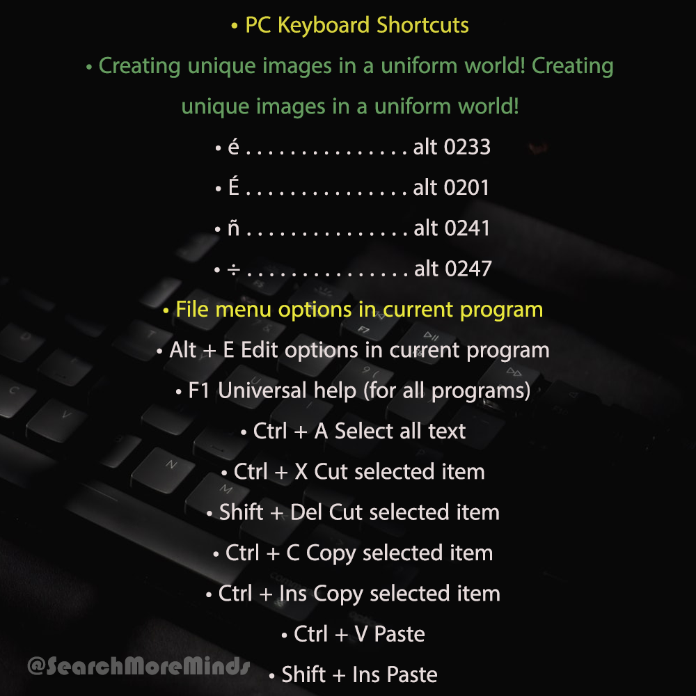 SearchMore - Important Shortcuts Keys For Computer - Part...