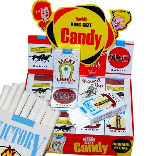 One of those sweet candies shaped in the form of a cigarette from India.  Said to have desensitised the health issues of smoking on children, and can  be quite unhealthy bu itsef