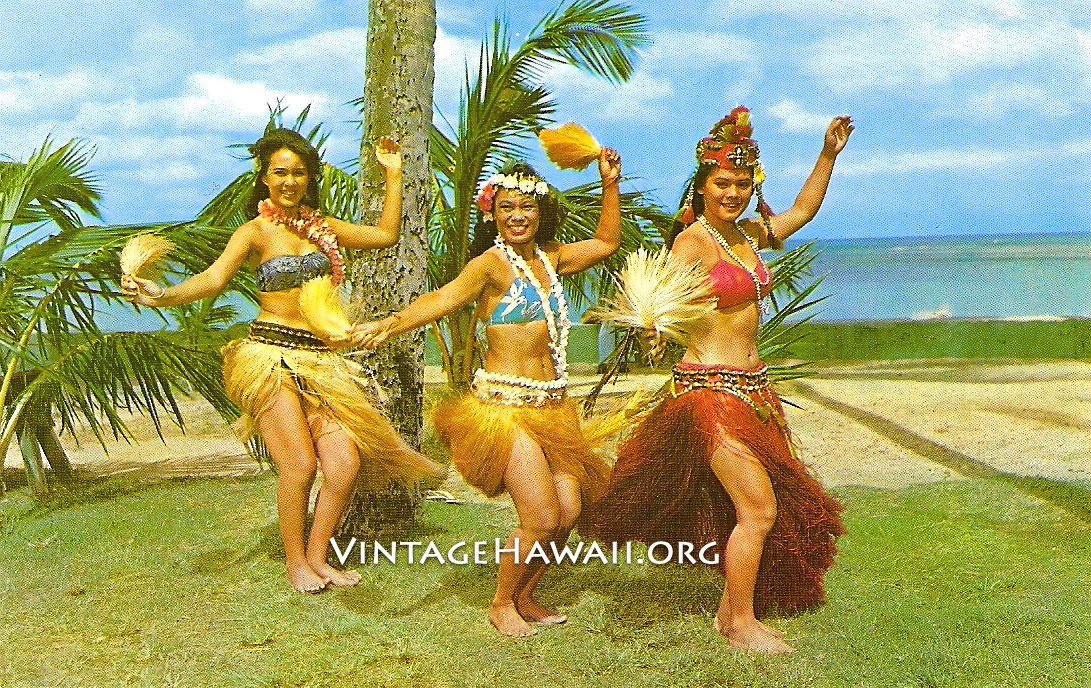 Vintage 1960s: Tahitian dancers at the Kodak Hula Show in Waikiki