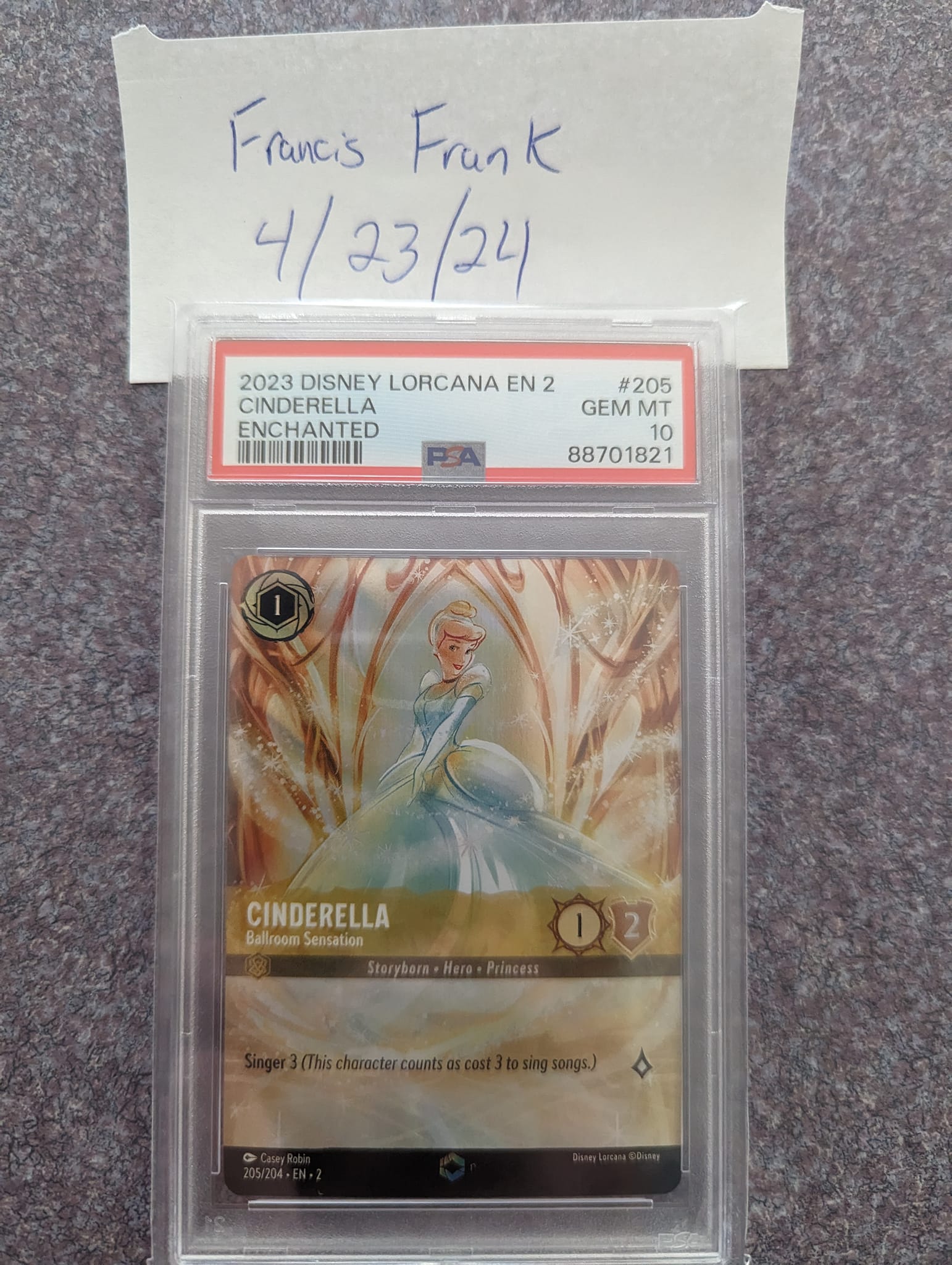 Disney Lorcana Cinderella Stouthearted PSA 10 for sale
