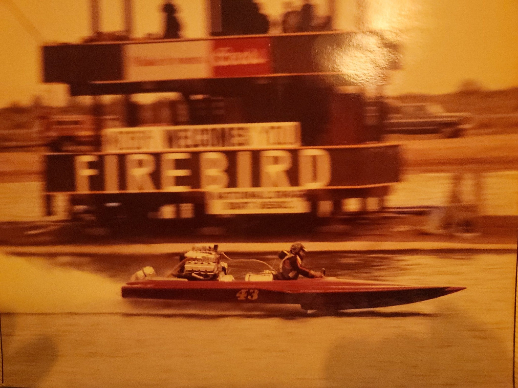 1979 drag boat racing photo with 203 mph pass