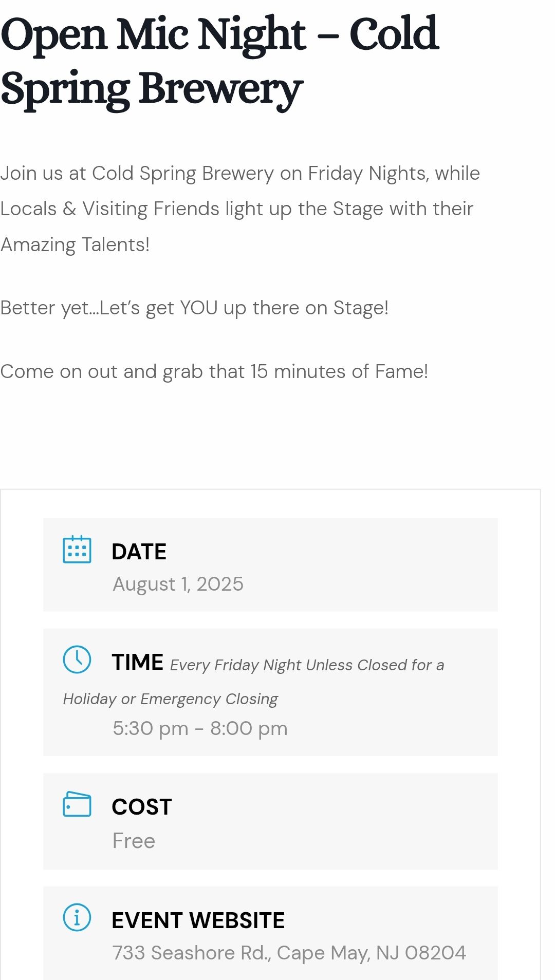 All Things Tap | Just discovered that every Friday night, Cold Spring ...