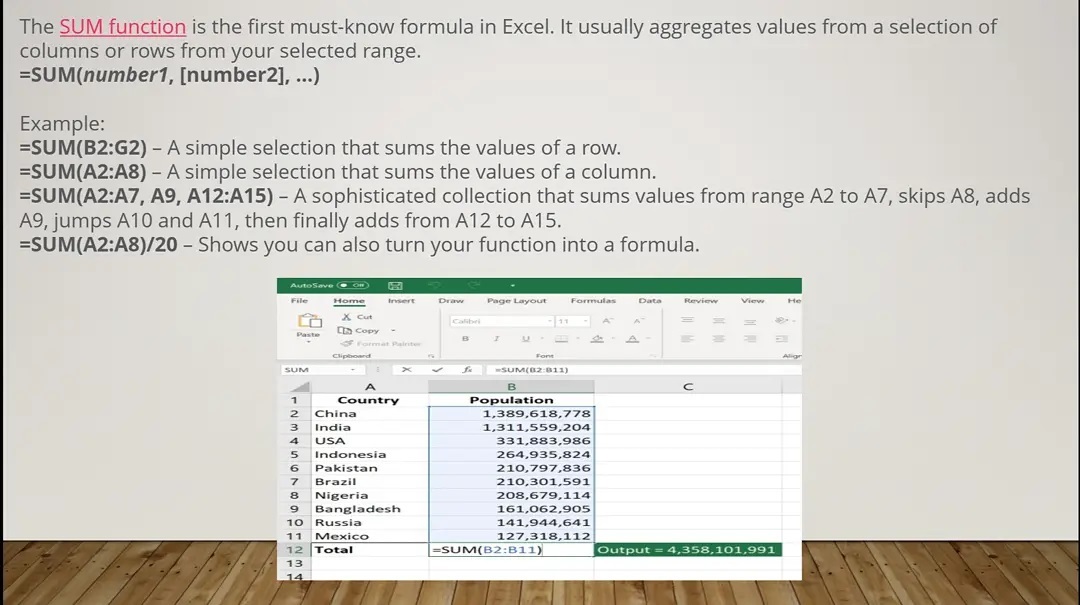 LEARN & EXCEL - Basic Sum function in excel #excel... | Facebook