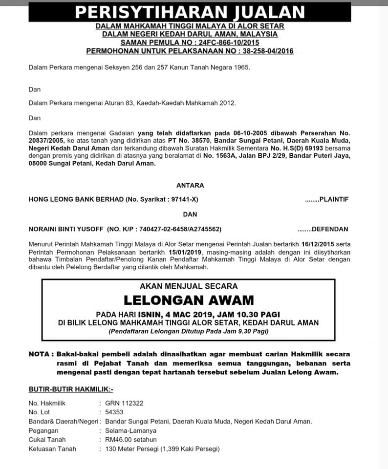 Ini Adalah Sall S Perunding Hartanah Lelong Subsale Facebook