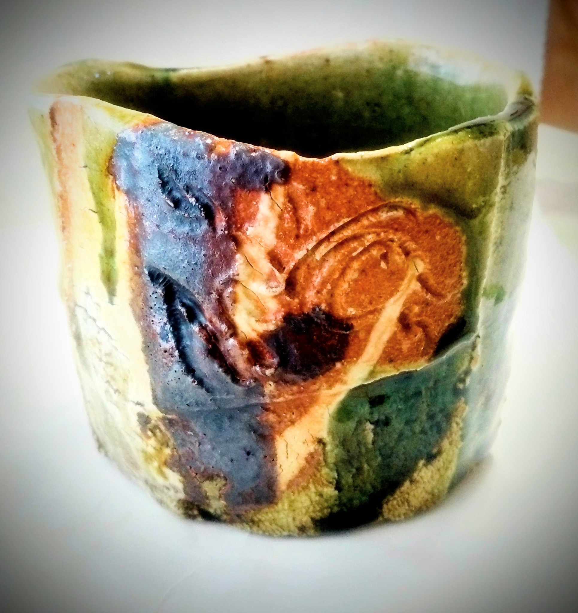 織部筒茶碗 高内秀剛作品