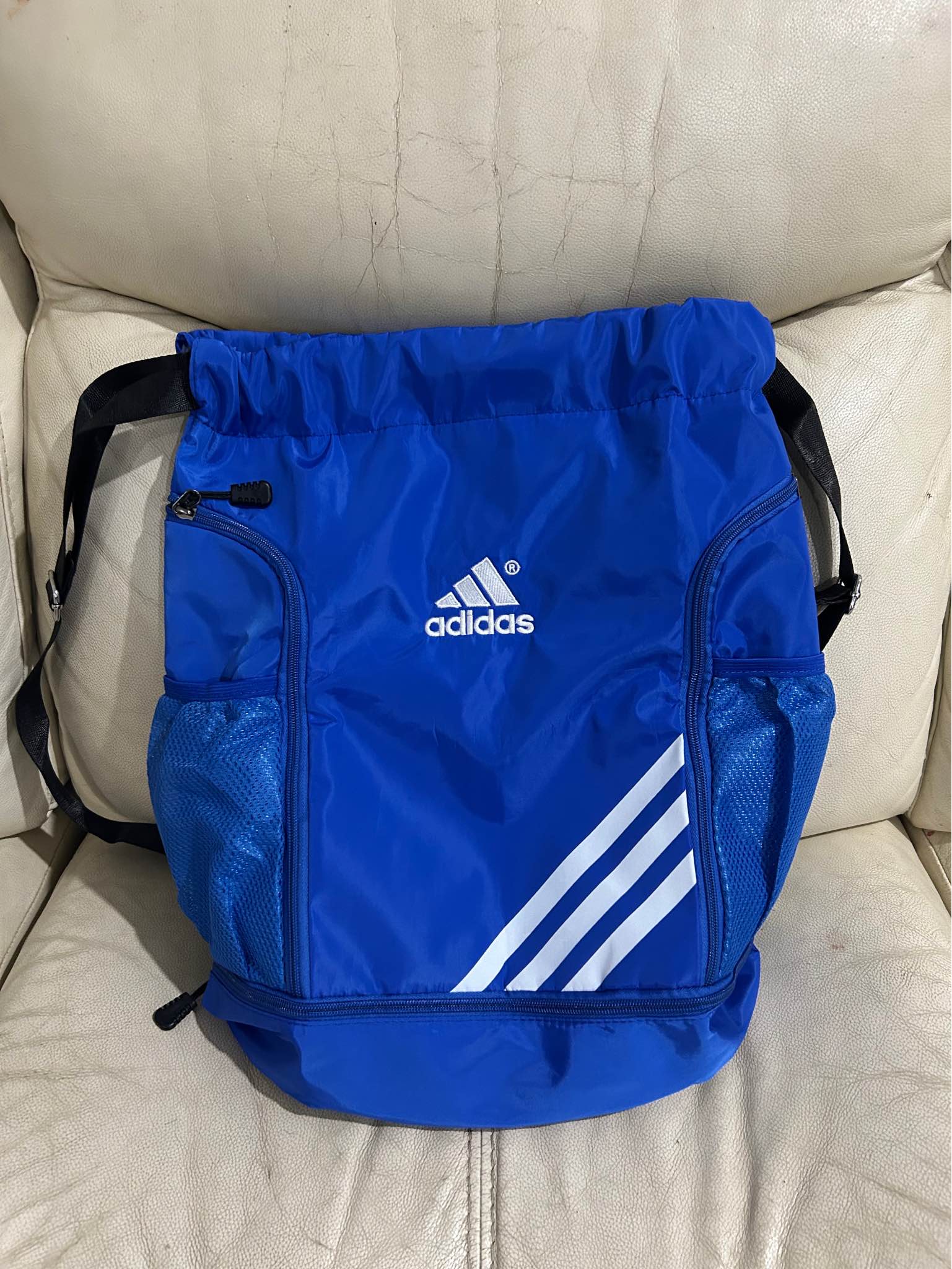 adidas backpack custom Mesh Drawstring  Lauren & Lola Interior sleeve securely stores up to a 15 laptop Custom Airplane Embroidered Adidas Backpack
