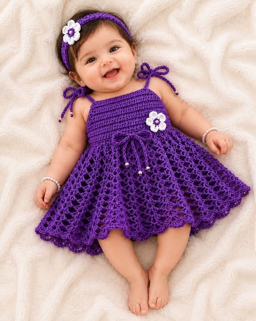 crochet cute dress Adorable baby girl in handmade purple lining fabric 330CC1 cute trendy crochet clothes size:10-12T pretty crossdresser in formal