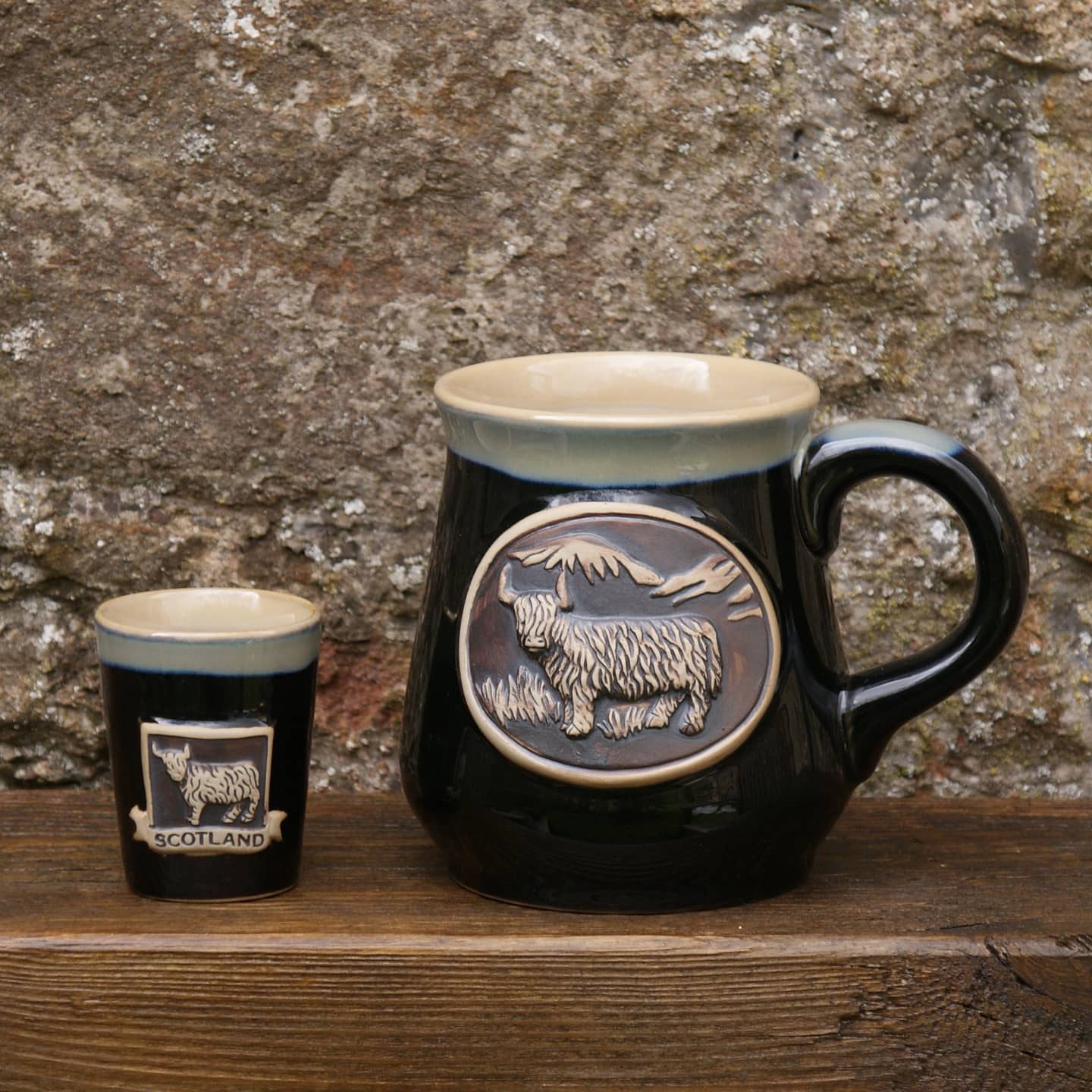 Tasse à Café Glen Appin Of Scotland Highland Vache - Grès Bleu - Réf. PT1010-BLUE - Neuf