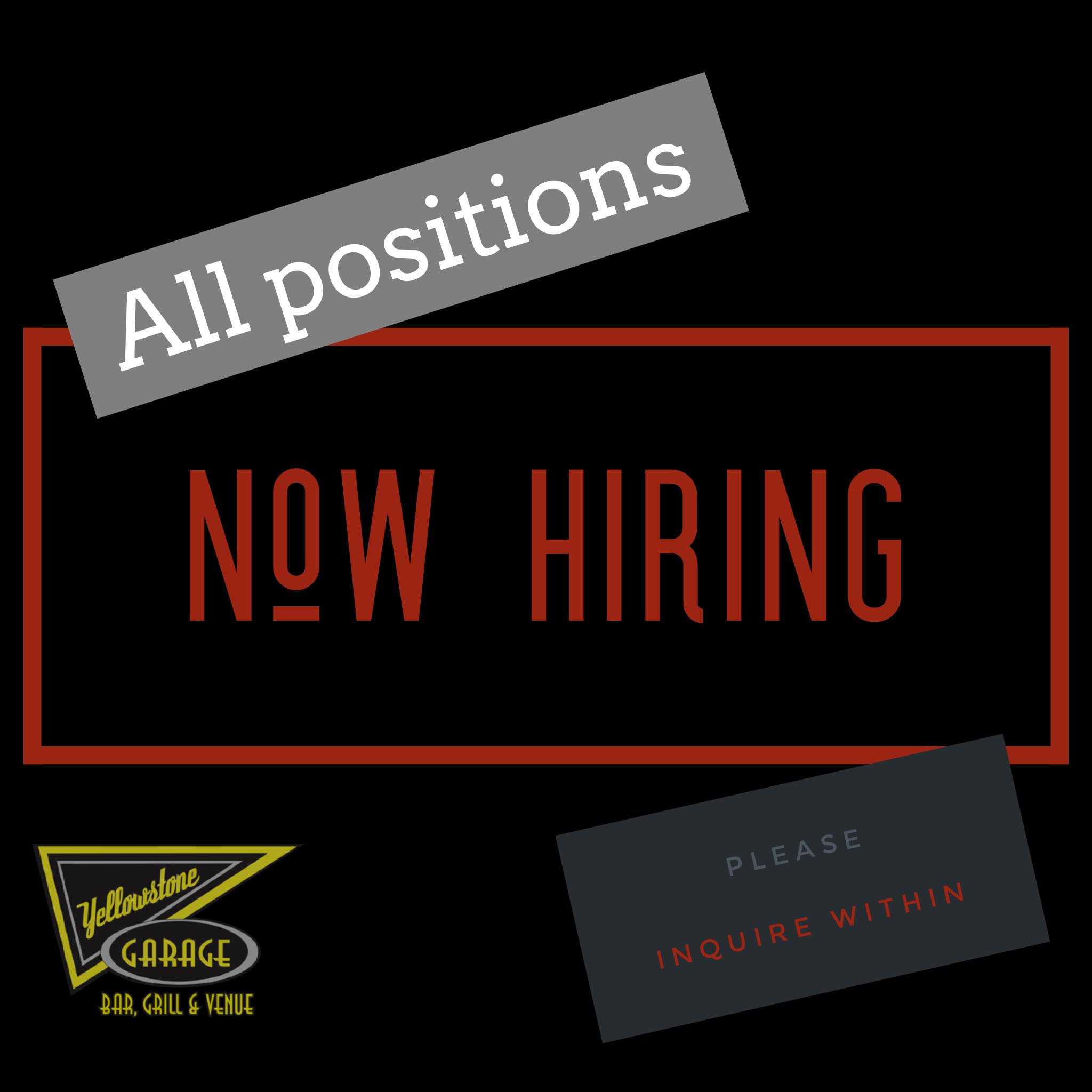 Yellowstone - Yellowstone Garage is now hiring all positions, both ...