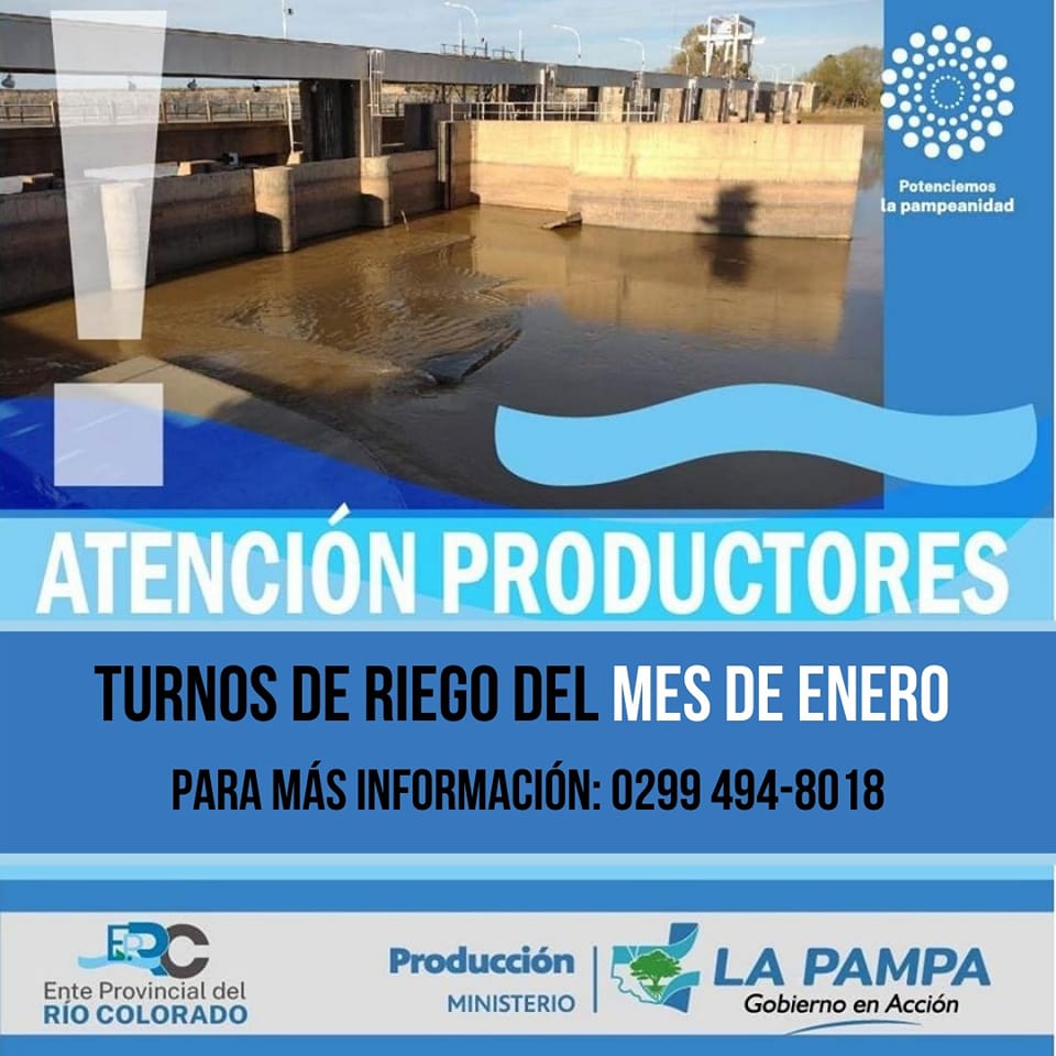 📣 ATENCIÓN 💦 ENERO:... - Ministerio de Producción La Pampa | Facebook