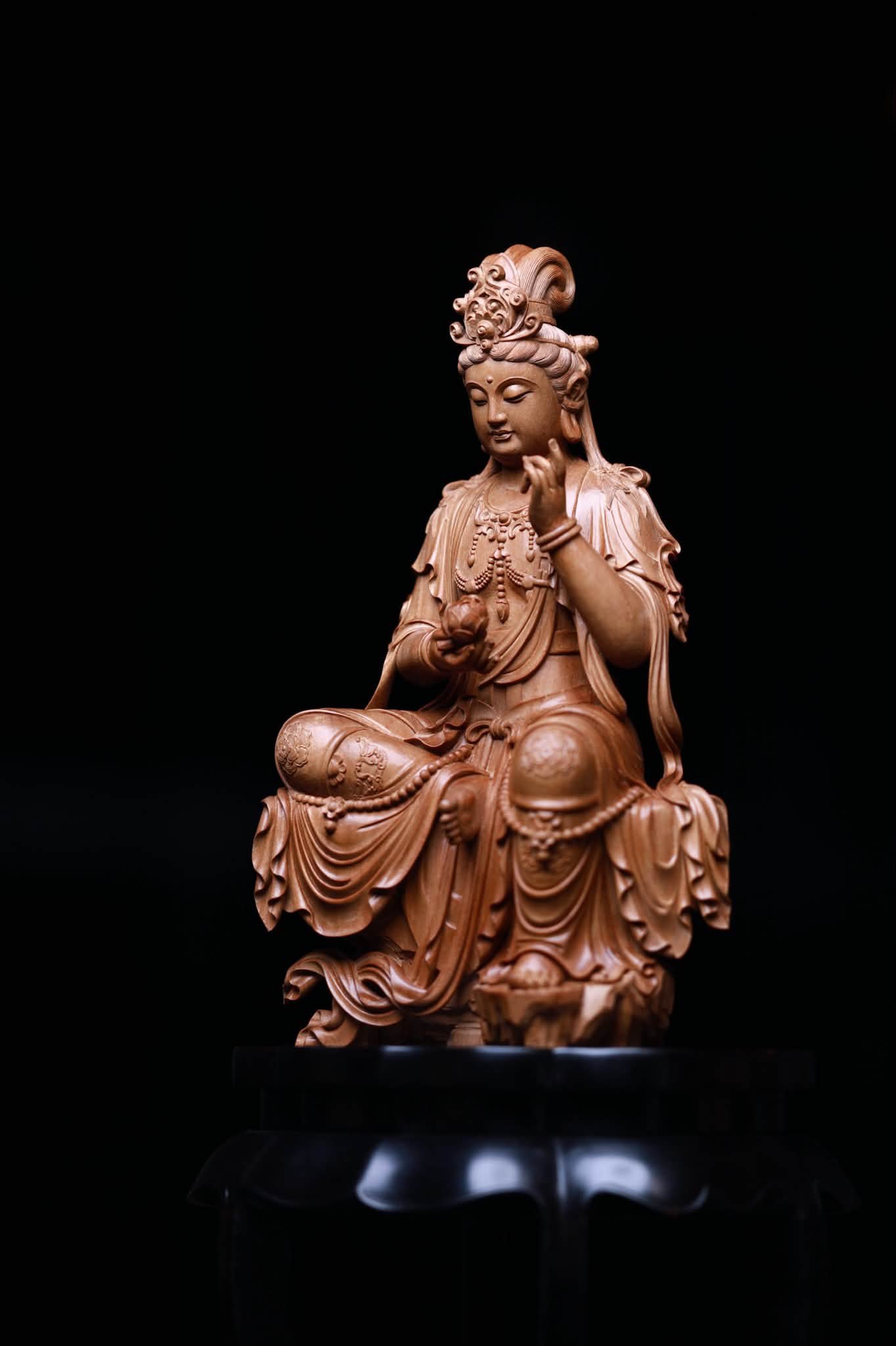 持莲观音—印度老山檀省大师整料全品清刀复刻款！】 「国家博物馆馆藏