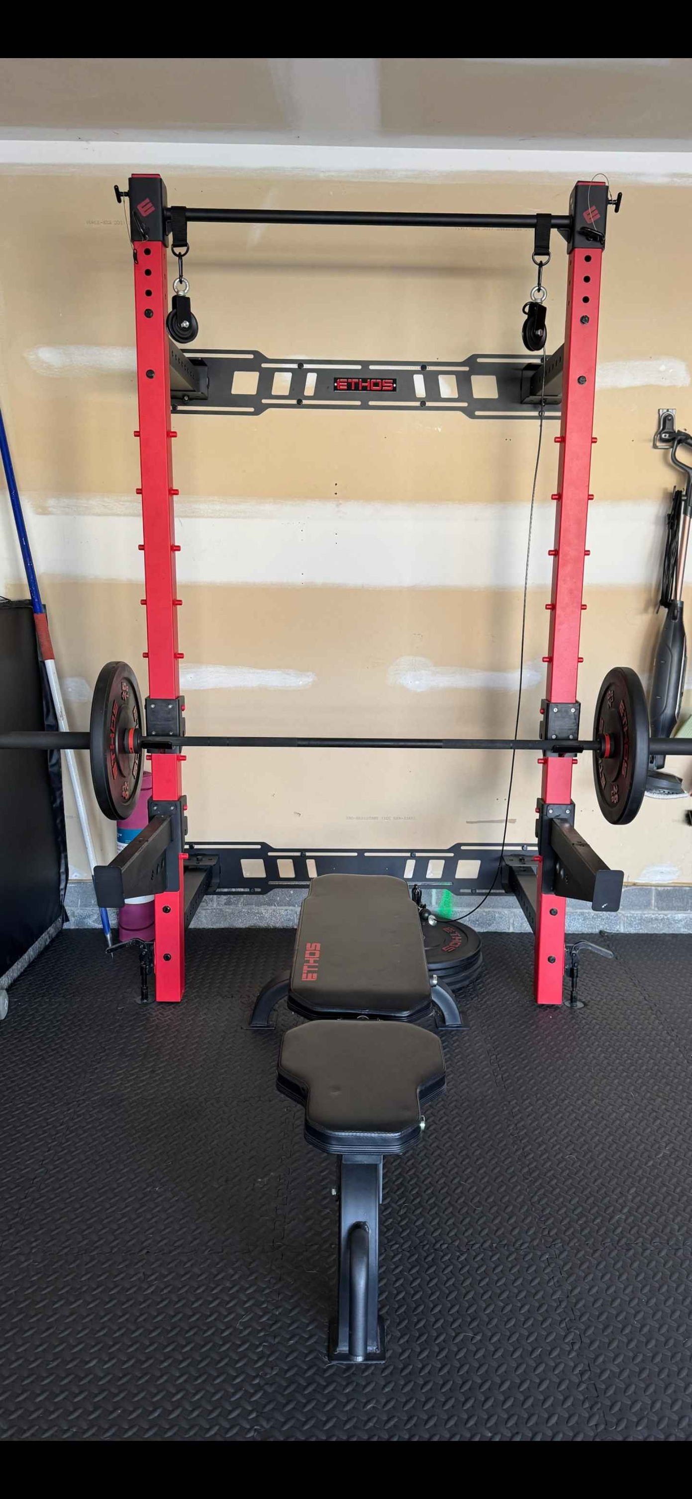 ETHOS Home Gym Folding Wall Rack - Weight Lifting Machines & Racks ...
