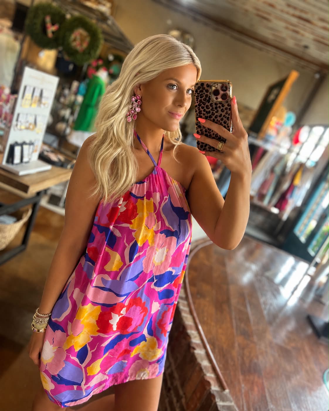 bcx juniors' floral-print ruched bodycon dress Blue and white Trixxi Ruched-Waist Printed Halter Mini with a ditsy floral pattern and a bold geometric border print size XL Back Zip col_family_blue Power up Women’s Two-Piece Material:Viscose Jersey - 95% Viscose; 5% Elastane
