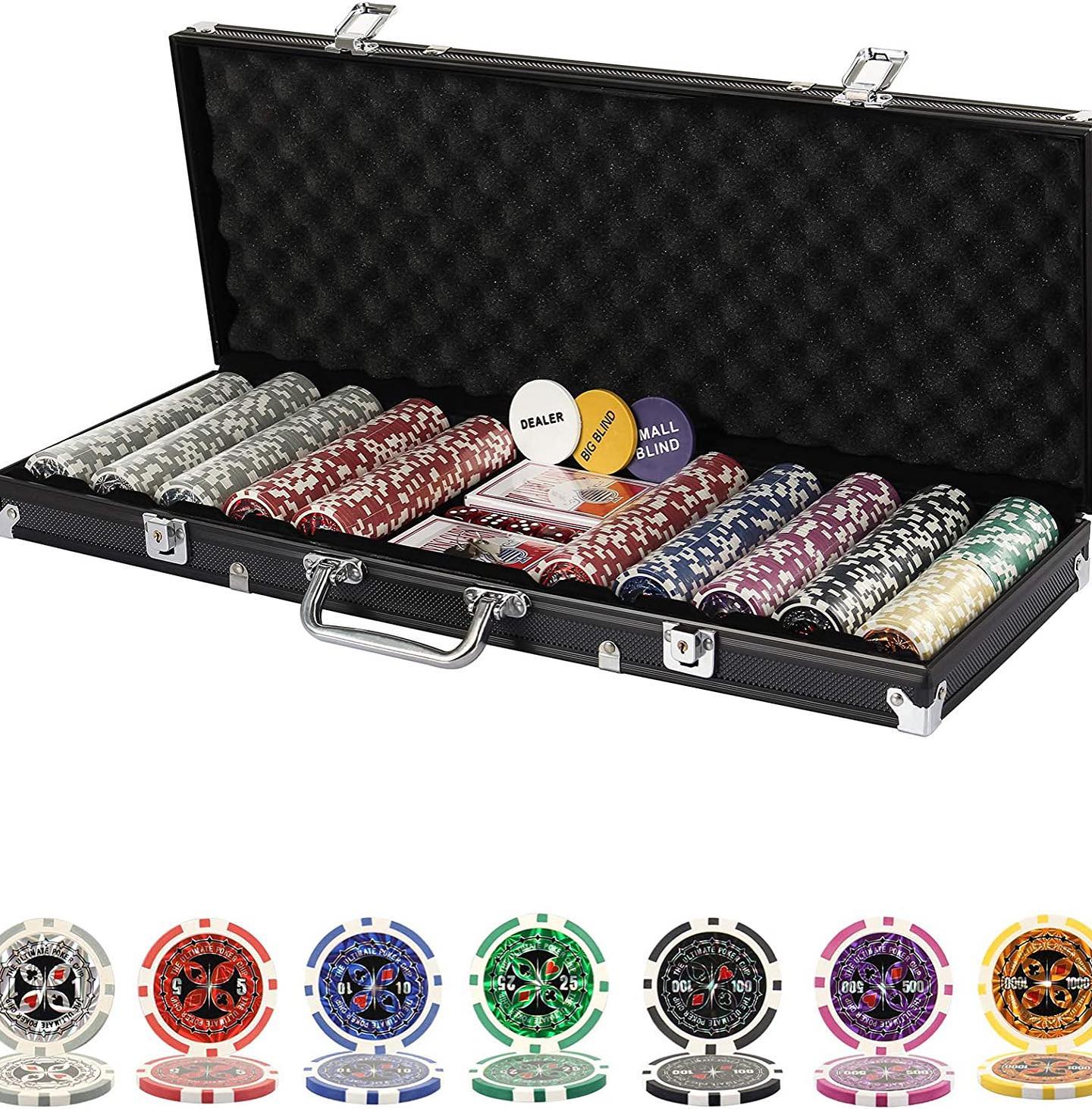 Set Valigetta Poker In Alluminio BAKAJI – 300 Fiches, 2 Mazzi Di Carte, 5 Dadi, Pulsante Dealer, Per Texas Hold'em E Blackjack